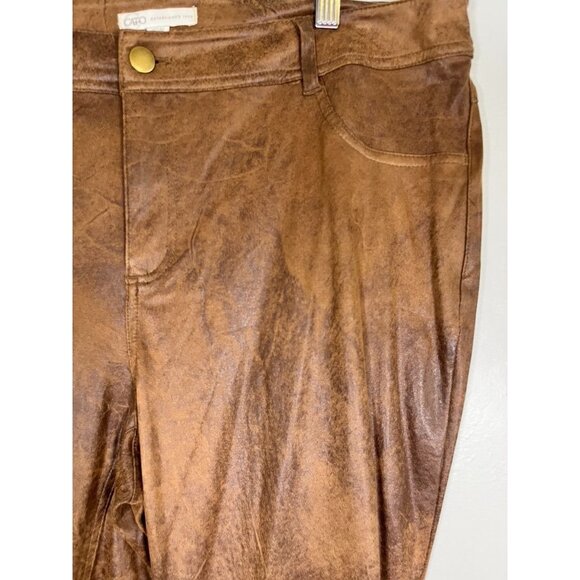 Retro Leather Wide Leg Pant Brown 16W Boho Western Concert Country Festival 80s - Picture 3 of 11